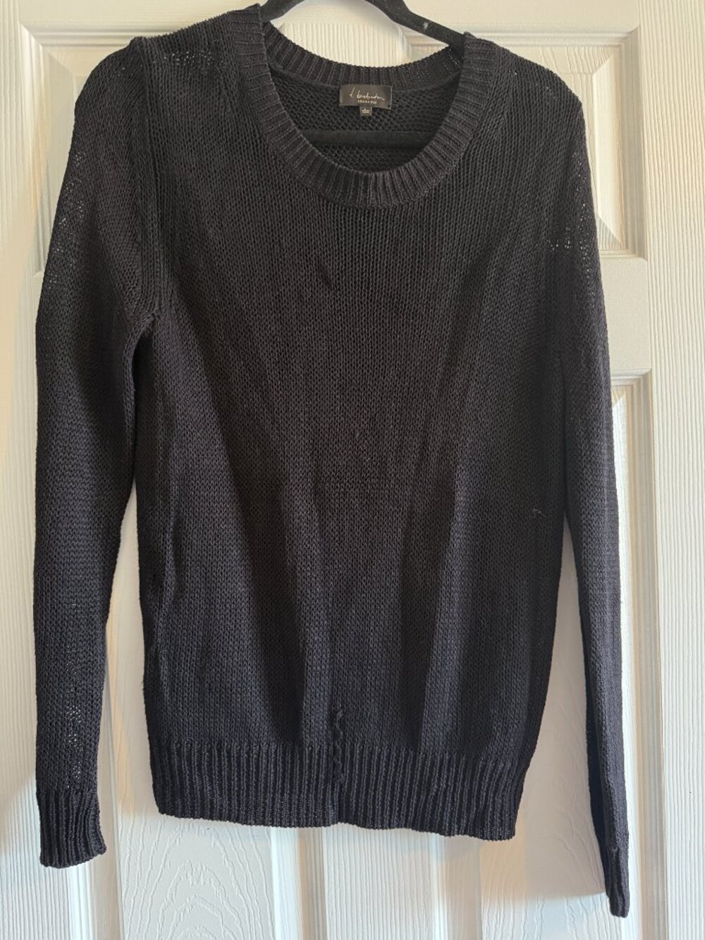 Babaton Aritzia Black Linen & Silk Open Knit Sweater – Size Large - Picture 3 of 9